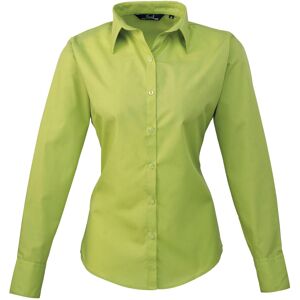 (22, Lime) Premier Womens/Ladies Poplin Long-Sleeved Blouse (22, Lime) Premier Womens/Ladies Poplin Long-Sleeved Blouse