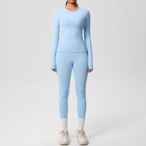 Unbranded (Long Sleeve Pants Suit-Sky Blue, L) Solid color double-sided brushed breathable Unbranded (Long Sleeve Pants Suit-Sky Blue, L) Solid color double-sided brushed breathable