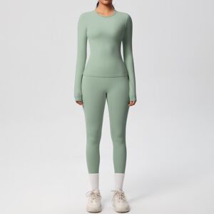 Unbranded (Long Sleeve Pants Suit-Basil Green, S) Solid color double-sided brushed breatha Unbranded (Long Sleeve Pants Suit-Basil Green, S) Solid color double-sided brushed breatha