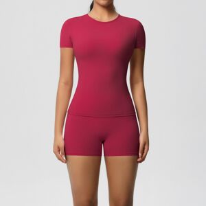 Unbranded (Short Sleeve Shorts Set-Carmine Red, XL) Solid color double-sided brushed breat Unbranded (Short Sleeve Shorts Set-Carmine Red, XL) Solid color double-sided brushed breat