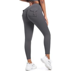 Unbranded (Trousers - dark gray, S) Cargo leggings for women, high-waisted elastic hip-lif Unbranded (Trousers - dark gray, S) Cargo leggings for women, high-waisted elastic hip-lif