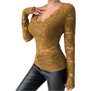 Unbranded (L, 003* Yellow) Womens Tops Lace Long Sleeve Tops Slim Fit T Shirts V Neck Flor Unbranded (L, 003* Yellow) Womens Tops Lace Long Sleeve Tops Slim Fit T Shirts V Neck Flor