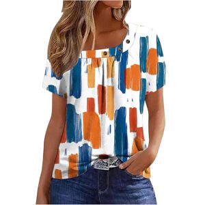 Unbranded (XL, 028* Orange) Womens Summer Tops Dressy Casual Short Sleeve Pleated T Shirts Unbranded (XL, 028* Orange) Womens Summer Tops Dressy Casual Short Sleeve Pleated T Shirts