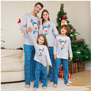 Gaatpot (蓝色, Mom XL) 2025 Christmas Cartoon Deer Head Blue Plaid Round Neck Long Sleeve Gaatpot (蓝色, Mom XL) 2025 Christmas Cartoon Deer Head Blue Plaid Round Neck Long Sleeve