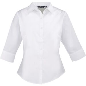 (10, White) Premier 3/4 Sleeve Poplin Blouse / Plain Work Shirt (10, White) Premier 3/4 Sleeve Poplin Blouse / Plain Work Shirt