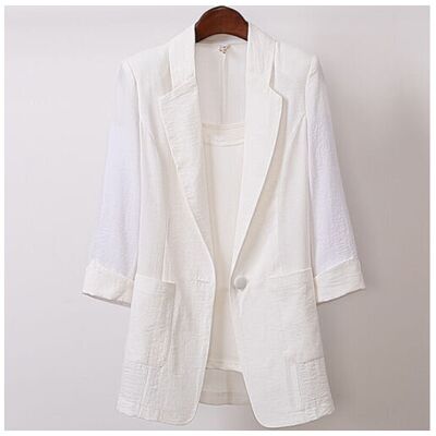 FATCAT (White, 4XL) Womens Casual Cotton Linen Blazer Jacket Tops Ladies Loose Button U FATCAT (White, 4XL) Womens Casual Cotton Linen Blazer Jacket Tops Ladies Loose Button U