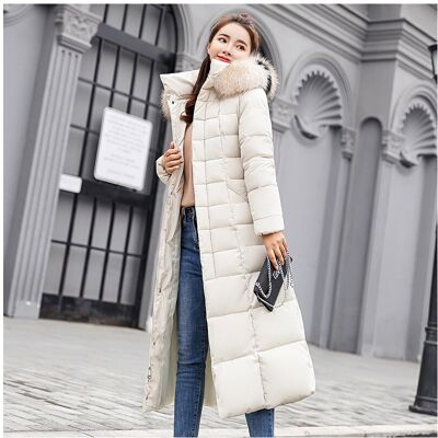 Unbranded (White, Tag M=US XS) Length Full Women Parka Jacket Down Cotton Puffer Coat Fur Unbranded (White, Tag M=US XS) Length Full Women Parka Jacket Down Cotton Puffer Coat Fur