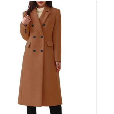 Unbranded (Camel, M) Ladies Double Breasted Woolen Jacket, Plain Trench Coat, Winter Overc Unbranded (Camel, M) Ladies Double Breasted Woolen Jacket, Plain Trench Coat, Winter Overc