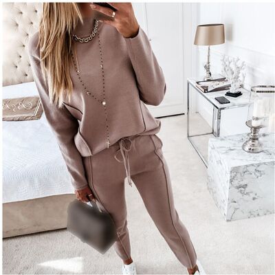 Unbranded (Beige, XL) Lounge Ladies Wear Women 2 Piece Set Tracksuits High Neck Casual Pyj Unbranded (Beige, XL) Lounge Ladies Wear Women 2 Piece Set Tracksuits High Neck Casual Pyj