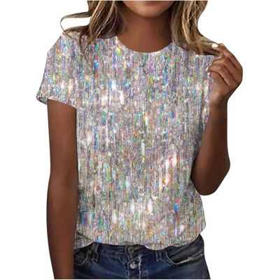 Unbranded (M, 003* Gray) Womens Tops Clearance Ladies T Shirts Summer Sparkling T Shirt Gl Unbranded (M, 003* Gray) Womens Tops Clearance Ladies T Shirts Summer Sparkling T Shirt Gl