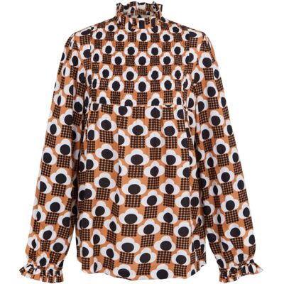 Regatta Orla Kiely Rain Cloud Blouse - Brown - Long Sleeve - Winter Regatta Orla Kiely Rain Cloud Blouse - Brown - Long Sleeve - Winter