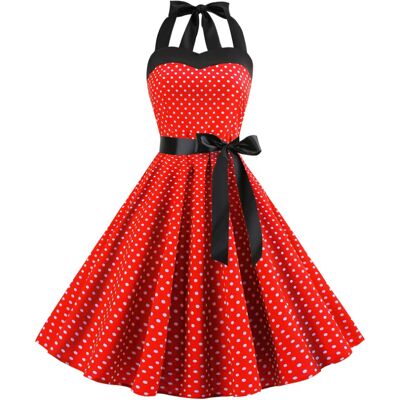 Unbranded (Red, XXL) Women Summer Polka Dot Halter Maxi Dress Sleeveless Vintage A-Line Sw Unbranded (Red, XXL) Women Summer Polka Dot Halter Maxi Dress Sleeveless Vintage A-Line Sw