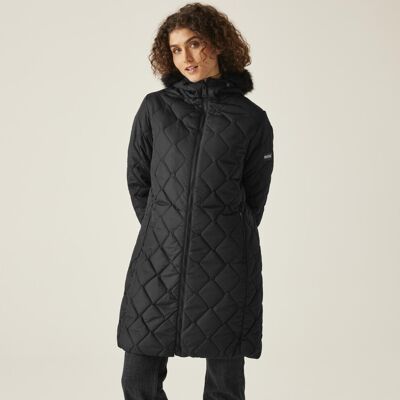 (8, Black) Regatta Womens Fritha III Insulated Faux Fur Hooded Parka Jacket Coat (8, Black) Regatta Womens Fritha III Insulated Faux Fur Hooded Parka Jacket Coat