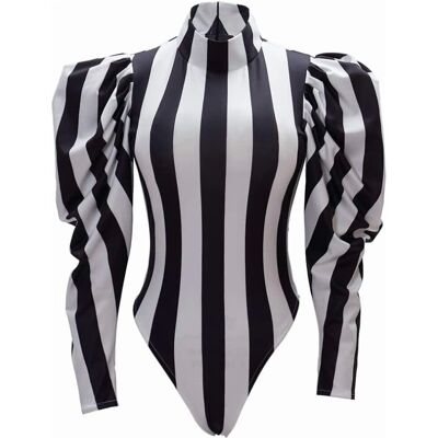 Unbranded (XXXL) Women Black White Striped Bodysuit Bold Pattern Jumpsuit Themed Event Out Unbranded (XXXL) Women Black White Striped Bodysuit Bold Pattern Jumpsuit Themed Event Out