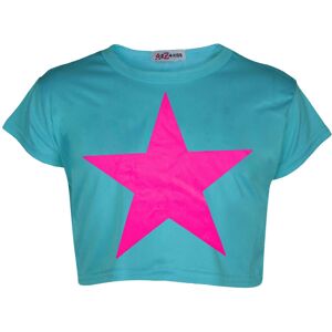 a2zkids (9-10 Years, Turquoise) Girls Turquoise Crop Top Star Print T Shirt Top 5-13 a2zkids (9-10 Years, Turquoise) Girls Turquoise Crop Top Star Print T Shirt Top 5-13
