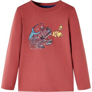 VidaXL (128) Kids' T-shirt with Long Sleeves Children T Shirt Tee Dinosaur Print Burnt VidaXL (128) Kids' T-shirt with Long Sleeves Children T Shirt Tee Dinosaur Print Burnt