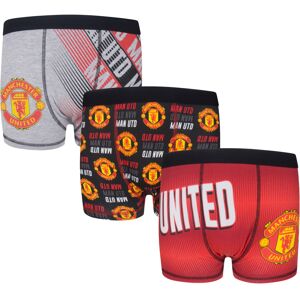 Manchester United Boys Boxer Shorts 3 Pack Crest Kids OFFICIAL Football Gift Manchester United Boys Boxer Shorts 3 Pack Crest Kids OFFICIAL Football Gift