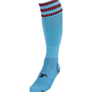 Loops JUNIOR Size 3-6 Pro 3 Stripe Football Socks - SKY BLUE/MAROON - Contoured Ankle Loops JUNIOR Size 3-6 Pro 3 Stripe Football Socks - SKY BLUE/MAROON - Contoured Ankle