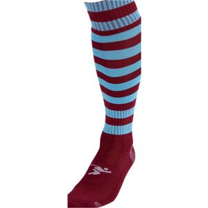 Loops JUNIOR Size 3-6 Hooped Stripe Football Socks - MAROON/SKY BLUE - Contoured Ankle Loops JUNIOR Size 3-6 Hooped Stripe Football Socks - MAROON/SKY BLUE - Contoured Ankle