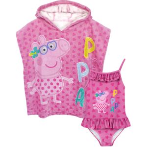 (2-3 Years) Peppa Pig Girls Swimsuit & One Size Hooded Towel Poncho Kids Pink (2-3 Years) Peppa Pig Girls Swimsuit & One Size Hooded Towel Poncho Kids Pink