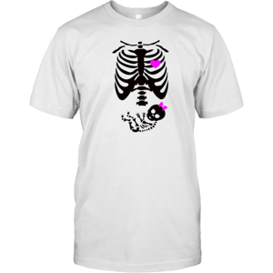 Gildan (L) Rib Cage With Baby Girl Skeleton Halloween T-Shirt Gildan (L) Rib Cage With Baby Girl Skeleton Halloween T-Shirt