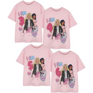 (5-6 Years) Barbie Birthday Age Short Sleeved T-Shirt (Girls Pink) (5-6 Years) Barbie Birthday Age Short Sleeved T-Shirt (Girls Pink)