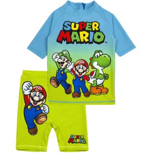 Nintendo (7-8 Years) Super Mario Swimsuit For Boys Blue Green Two Piece Top & Shorts Ba Nintendo (7-8 Years) Super Mario Swimsuit For Boys Blue Green Two Piece Top & Shorts Ba