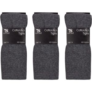 TopSox (Grey, 7-8) Girls Childrens 3 Pairs Plain Tights Back To School Everyday Cotton TopSox (Grey, 7-8) Girls Childrens 3 Pairs Plain Tights Back To School Everyday Cotton