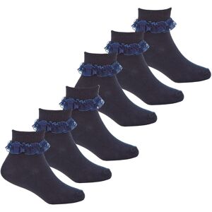 (Navy - 6 Pairs, 4-5.5) Metzuyan 6 Pairs Girls Infant Kids Frilled Ankle Cotton (Navy - 6 Pairs, 4-5.5) Metzuyan 6 Pairs Girls Infant Kids Frilled Ankle Cotton