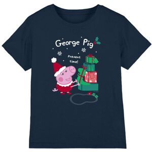 (7-8 Years, Navy) Peppa Pig Childrens/Kids George Pig Present Christmas T-Shirt (7-8 Years, Navy) Peppa Pig Childrens/Kids George Pig Present Christmas T-Shirt