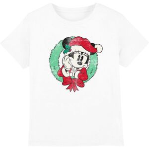(7-8 Years, White) Disney Childrens/Kids Minnie Mouse Wreath Christmas T-Shirt (7-8 Years, White) Disney Childrens/Kids Minnie Mouse Wreath Christmas T-Shirt