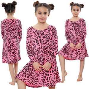 a2zkids (5-6 Years, Neon Pink) Kids Girls Leopard Print Swing Dress Trendy Top a2zkids (5-6 Years, Neon Pink) Kids Girls Leopard Print Swing Dress Trendy Top