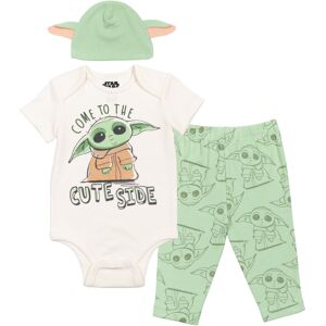 STAR WARS Mandalorian Baby Yoda Baby Boys 3 Piece Outfit Set: Bodysuit Pants Hat STAR WARS Mandalorian Baby Yoda Baby Boys 3 Piece Outfit Set: Bodysuit Pants Hat