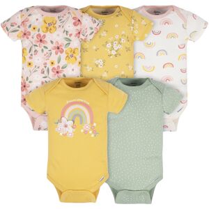 Gerber Baby Girls 5-Pack Short Sleeve Variety Onesies Bodysuits Golden Floral 12 Gerber Baby Girls 5-Pack Short Sleeve Variety Onesies Bodysuits Golden Floral 12