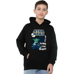 (9-11 Years, Black) Star Wars The Mandalorian Childrens/Kids Swipe Grogu Hoodie (9-11 Years, Black) Star Wars The Mandalorian Childrens/Kids Swipe Grogu Hoodie