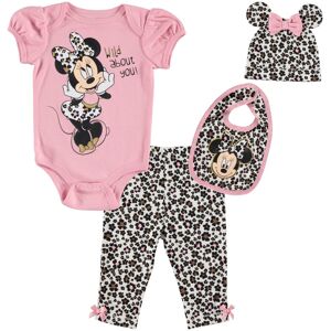 Disney Minnie Mouse Infant Baby Girls 4 Piece Outfit Set: Bodysuit Pants Bib Hat Disney Minnie Mouse Infant Baby Girls 4 Piece Outfit Set: Bodysuit Pants Bib Hat