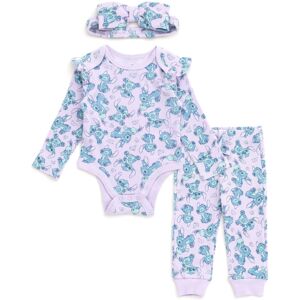 Disney Lilo & Stitch Newborn Baby Girls Ribbed Bodysuit Jogger Pants and Headban Disney Lilo & Stitch Newborn Baby Girls Ribbed Bodysuit Jogger Pants and Headban
