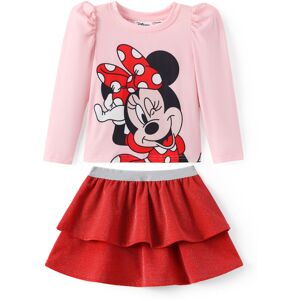 Disney Minnie Mouse Toddler Girl 2 Piece Outfit Puff Long Sleeve Top & Red Spark Disney Minnie Mouse Toddler Girl 2 Piece Outfit Puff Long Sleeve Top & Red Spark