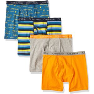 Calvin Klein Kids Boys' Modern Cotton Boxer Brief Underwear 4-Pack, Blue/Orange Calvin Klein Kids Boys' Modern Cotton Boxer Brief Underwear 4-Pack, Blue/Orange