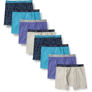 Calvin Klein Kids Boys' Modern Cotton Boxer Brief Underwear 8-Pack, Blue Print, Calvin Klein Kids Boys' Modern Cotton Boxer Brief Underwear 8-Pack, Blue Print,