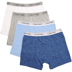 Calvin Klein Kids Boys' Modern Cotton Boxer Brief Underwear 4-Pack, Blue/Grey/Wh Calvin Klein Kids Boys' Modern Cotton Boxer Brief Underwear 4-Pack, Blue/Grey/Wh
