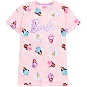 (7-8 Years) Barbie Short Sleeve Nightdress (Girls Pink) (7-8 Years) Barbie Short Sleeve Nightdress (Girls Pink)