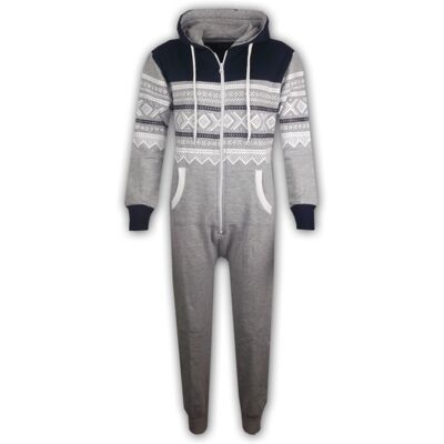 a2zkids (11-12 Years, Grey & Navy) Kids Girls Boys Aztec Snowflake Print Hooded Onesie A a2zkids (11-12 Years, Grey & Navy) Kids Girls Boys Aztec Snowflake Print Hooded Onesie A
