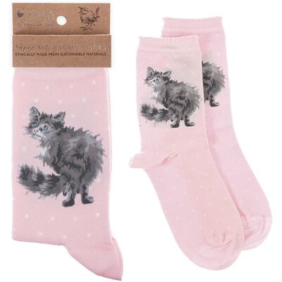 Wrendale Designs Super Soft Bamboo Socks Glamour Puss Cat One Size Wrendale Designs Super Soft Bamboo Socks Glamour Puss Cat One Size