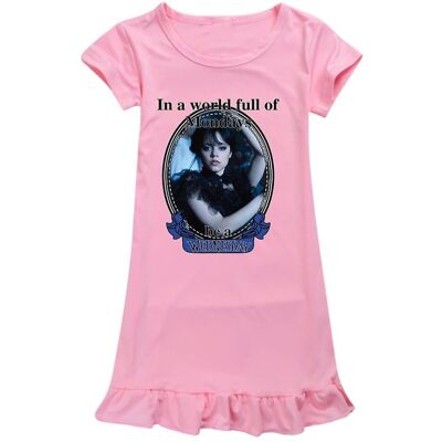 Unbranded (Pink, 7-8 Years) 7-12 Years Kids Girls Wednesday The Addams Family Sleep Dress Unbranded (Pink, 7-8 Years) 7-12 Years Kids Girls Wednesday The Addams Family Sleep Dress