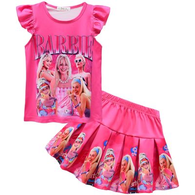 Unbranded (140cm) 2023 Number Cm Printed Barbie Clothing Girl Skirt Two-piece Children's S Unbranded (140cm) 2023 Number Cm Printed Barbie Clothing Girl Skirt Two-piece Children's S