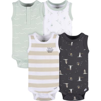 Gerber Baby Boy's Multi-Pack Sleeveless Onesies Bodysuit Coastal Gerber Baby Boy's Multi-Pack Sleeveless Onesies Bodysuit Coastal