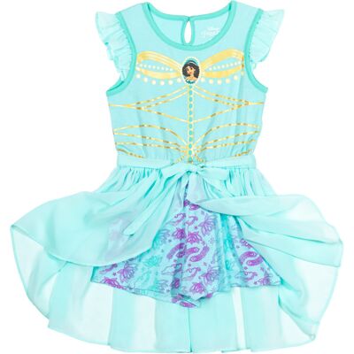 Disney Princess Jasmine Big Girls Metallic Print Romper With Skirt Overlay 10-12 Disney Princess Jasmine Big Girls Metallic Print Romper With Skirt Overlay 10-12