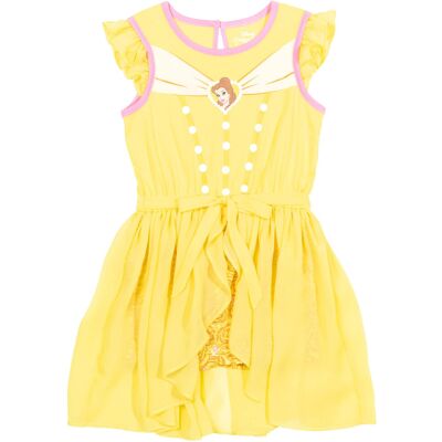 Disney Princess Belle Little Girls Romper With Skirt Overlay 6-6X Disney Princess Belle Little Girls Romper With Skirt Overlay 6-6X
