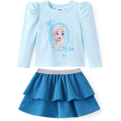Disney Frozen Elsa Toddler Girl 2 Piece Outfit Puff Long Sleeve Top & Blue Spark Disney Frozen Elsa Toddler Girl 2 Piece Outfit Puff Long Sleeve Top & Blue Spark